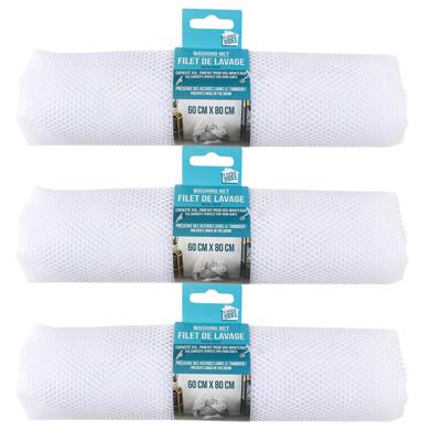 Home Deco Factory Waszak - 3x - 60 x 80 cm - wit - polyester - groot - wasnet