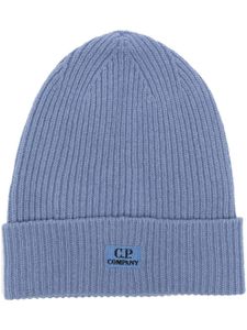 C.P. Company bonnet nervuré à patch logo - Bleu