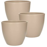 3x stuks bloempot mat taupe keramiek voor kamerplant H17 x D19.5 cm - thumbnail