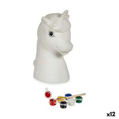 Spaarpot die je kunt verven Pincello Keramisch Eenhoorn 10 x 14,5 x 8,5 cm (12 Stuks)