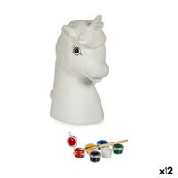 Spaarpot die je kunt verven Pincello Keramisch Eenhoorn 10 x 14,5 x 8,5 cm (12 Stuks)