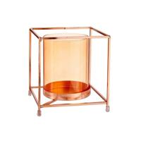 Kaarshouder Gift Decor SW120662C SW120662C Koper Amber Gouden Metaal Glas 14 x 15,5 x 14 cm Vierkant