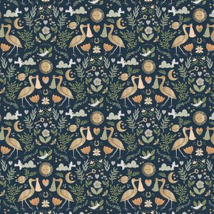 Cadeaupapier Geboorte Chique Donkerblauw/Goud