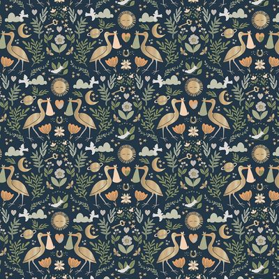 Cadeaupapier Geboorte Chique Donkerblauw/Goud