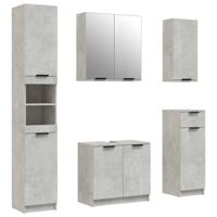 The Living Store Badkaastenset Betongrijs - 90cm staande kast - 59cm bodemkasten (s) - 188.5cm bodemkast (l) - 67cm