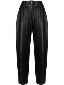 Mainless pantalon droit plissé en cuir - Noir