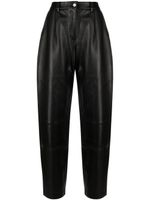 Mainless pantalon droit plissé en cuir - Noir - thumbnail