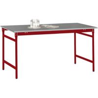 Manuflex BB3034.3003 Bijzettafel basis stationair met staalbeslag schijf in robijnrood RAL 3003, bxdxh: 1250 x 600 x 780 mm Robijn-rood