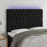 Hoofdbord LED 144x7x118/128 cm fluweel zwart