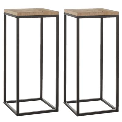 Mica Decorations Bijzettafel - 2x - vierkant - hout en metaal - 35 x 81 cm