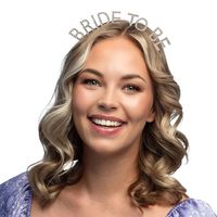 Diadeem/tiara Bride To Be - 1x - rosegoud - metaal - 23 x 17 cm - glitterletters - thumbnail