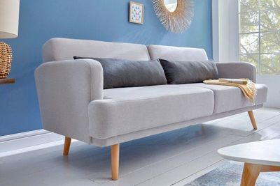 Elegante 3-zitsbank STUDIO 200cm grijs incl. kussen met slaapfunctie - 39464
