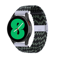 Braided nylon bandje - Groen / zwart - Samsung Galaxy Watch 4 - 40mm / 44mm