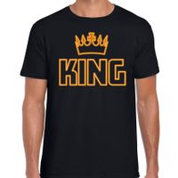 Koningsdag t-shirt - king kroontje - heren - zwart - thumbnail