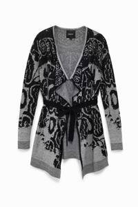 Gebreide trui met bloemen - BLACK - S