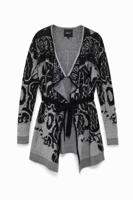 Gebreide trui met bloemen - BLACK - S