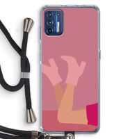 Pink boots: Motorola Moto G9 Plus Transparant Hoesje met koord