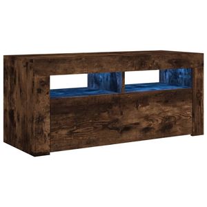 The Living Store TV-meubel Met LED-verlichting - Gerookt Eiken - 90 x 35 x 40 cm - Bewerkt Hout