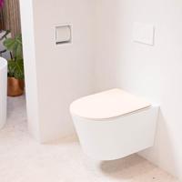 Wandcloset Mondiaz Lavie | Zonder spoelrand | Incl.Toiletzitting-Rosee | Keramiek | Talc (wit mat)