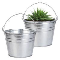 Plantenpot/bloempot emmer voor buiten - 2x - zink - zilver - D25 x H19 cm