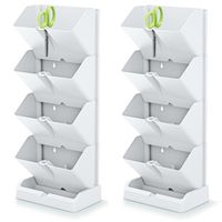 Set van 2x verticale kruidentuin kunststof staand/hangend modulair wit 20 x 11 x 48 cm