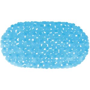 Douche/bad anti-slip mat badkamer - pvc - blauw - 35 x 68 cm - ovaal