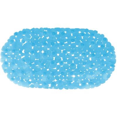 Douche/bad anti-slip mat badkamer - pvc - blauw - 35 x 68 cm - ovaal
