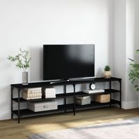 Tv-meubel 180x30x50 cm bewerkt hout metaal zwart