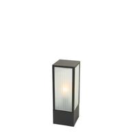 QAZQA Staande buitenlamp zwart met ribbel glas 40 cm IP44 - Charlois - thumbnail