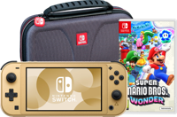 Nintendo Switch Lite Zelda Edition + Super Mario Bros. Wonder + Beschermhoes - thumbnail