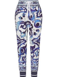 Dolce & Gabbana pantalon de jogging à imprimé Majolica - Bleu