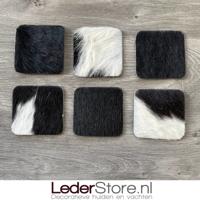 Koeienhuid onderzetters zwart wit 10x10cm - thumbnail