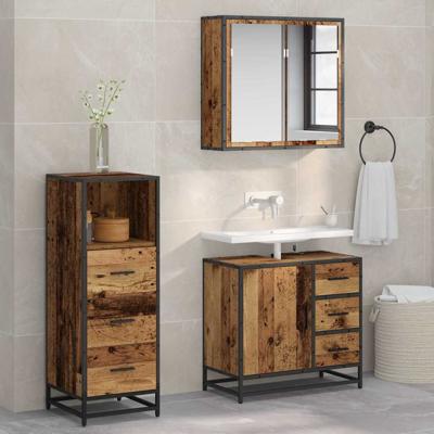Badkamermeubelset met lade 3 pcs Oud hout 35 x 37,5 x 100 cm