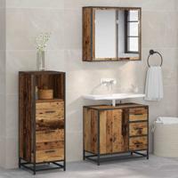 Badkamermeubelset met lade 3 pcs Oud hout 35 x 37,5 x 100 cm