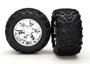 Tires & wheels, assembled, glued (geode chrome wheels, maxx tires (6.3 outer diameter), foam inserts) (2)