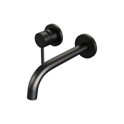 Inbouw Wastafelmengkraan Brauer Black Edition Coldstart Gebogen Uitloop Ronde Hendel Links Mat Zwart Met Rozetten