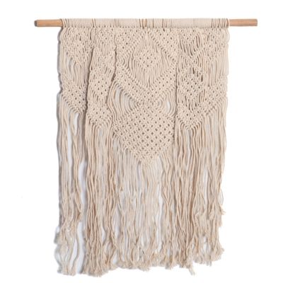 Macramé Ruitenpatroon Wit - 60 cm