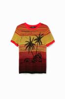 Gebreid T-shirt palmbomen - ORANGE - XL