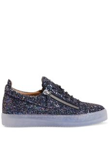 Giuseppe Zanotti baskets brodées de sequins à détails de zips - Bleu