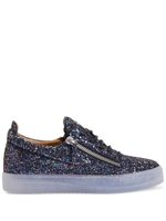 Giuseppe Zanotti baskets brodées de sequins à détails de zips - Bleu