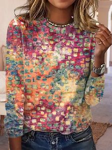 Loose Abstract Long sleeve Casual T-Shirt