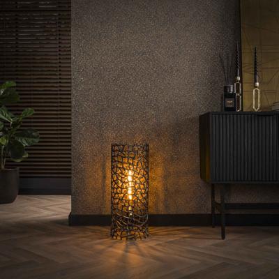 LifestyleFurn Vloerlamp 'Linwood' Zwart Nikkel, 61cm hoog