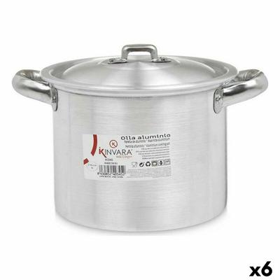 Casserolepan met deksel Kinvara 100031 100031 Zilverkleurig Aluminium 23,5 x 15 x 18 cm (6 Stuks)