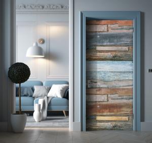 oud hout deursticker