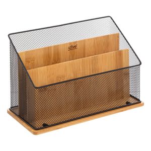 Lectuurbak/tijdschriftenrek - mesh - 29 x 14 x 20 cm - bamboe hout