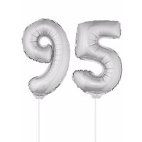 Folie ballonnen cijfer 95 zilver 41 cm   - - thumbnail