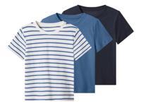 lupilu Set van 3 kinder T-shirts (gestreept/blauw/marineblauw, 122/128)
