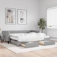 Slaapbank onderschuifbed en lades 100x200 cm stof lichtgrijs