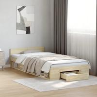 Bedframe met lade bewerkt hout sonoma eikenkleurig 90x200 cm