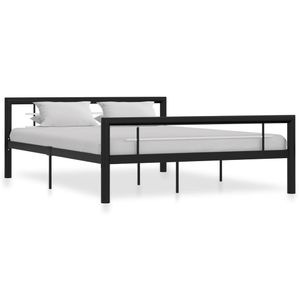 Bedframe metaal zwart en wit 140x200 cm